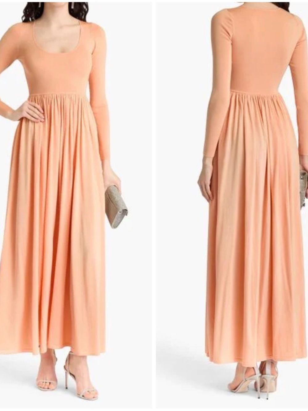 Zimmermann Peach Metallic Stretch Knit Longsleeve Maxi Dress size 0/us size 4